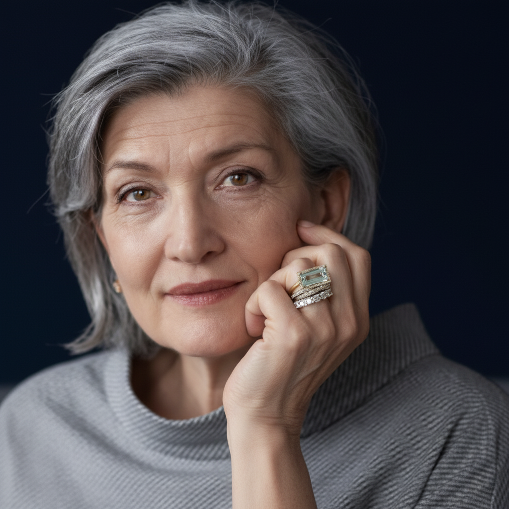 Vintage Silber Türkis Glasring Set