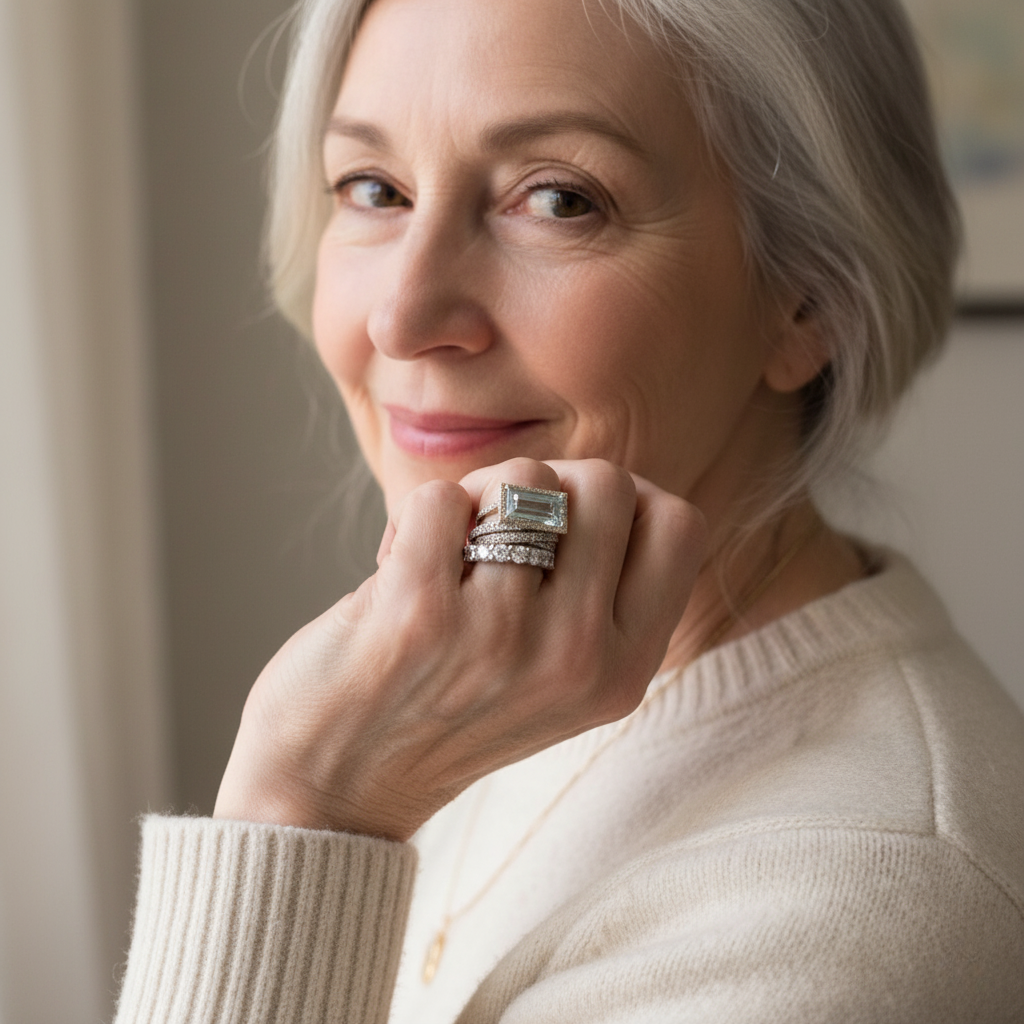 Vintage Silber Türkis Glasring Set