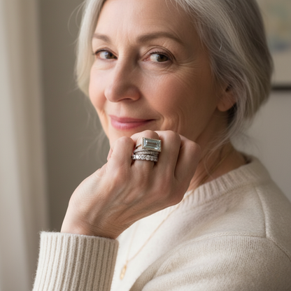 Vintage Silber Türkis Glasring Set