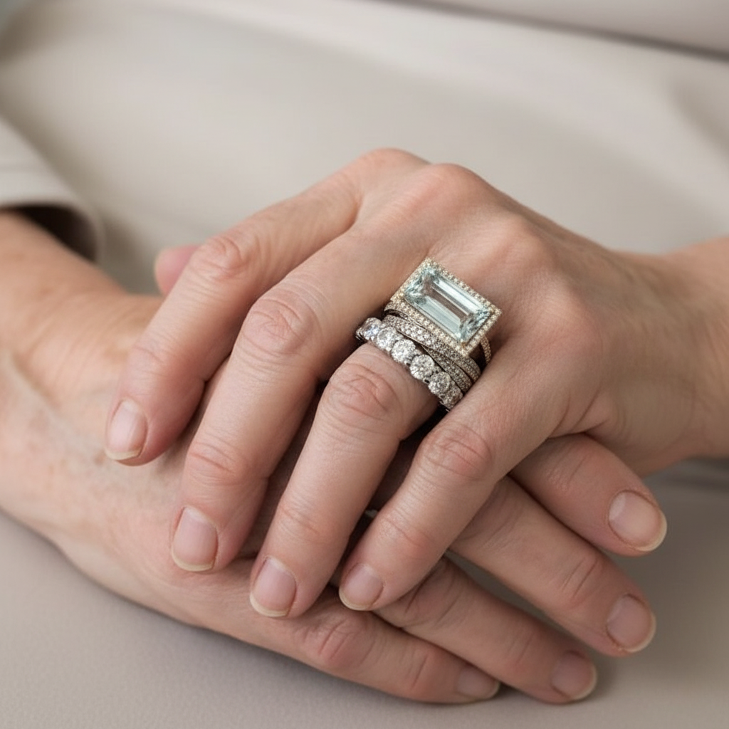 Vintage Silber Türkis Glasring Set